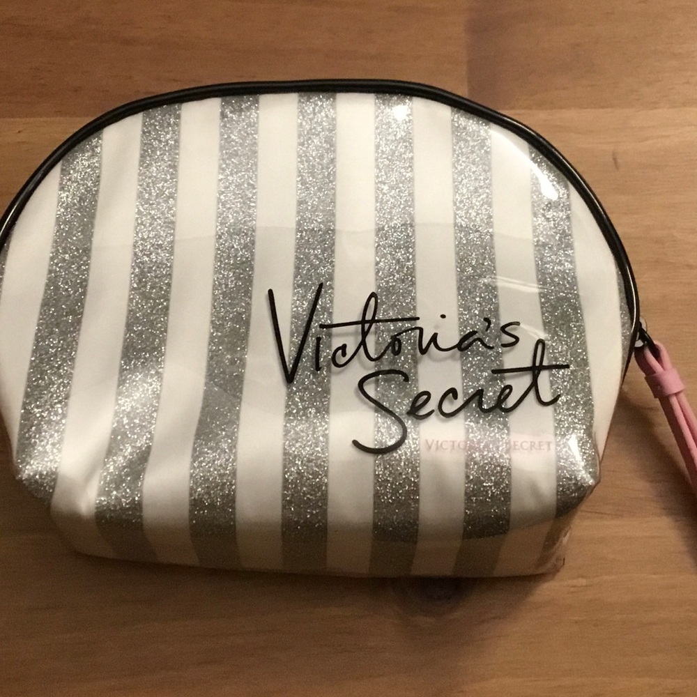 Victoria's Secret Glittering Silver and White Cosmetic Bag
